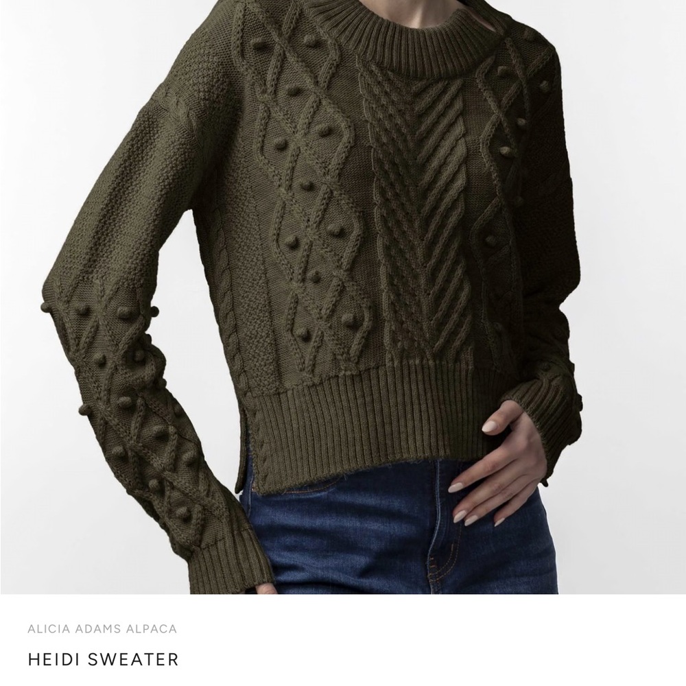 Alicia Adams Alpaca Knit Sweater - Dark Green NWT